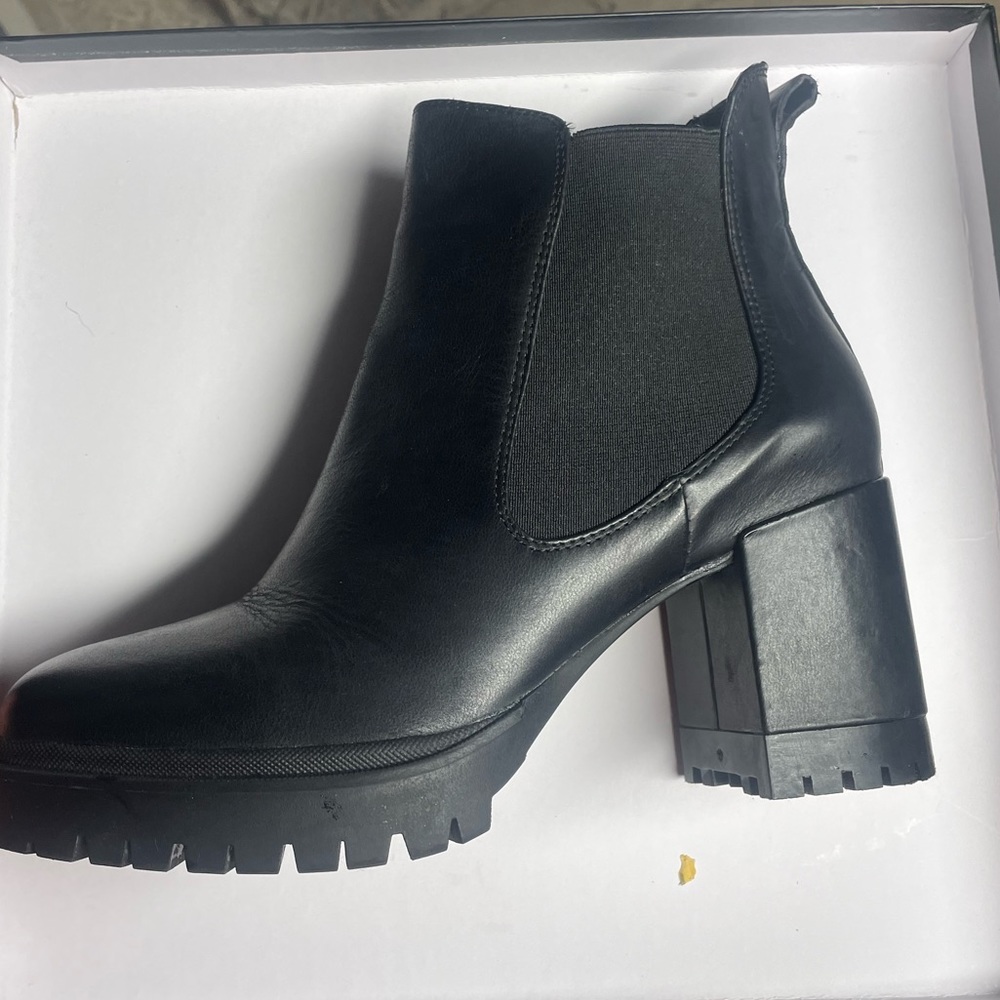 Black platform ankle boots